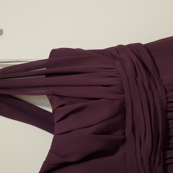 W Too Purple plum one shoulder dress lined sz. 0 Prom Bridesmaid Black Tie - Picture 9 of 9